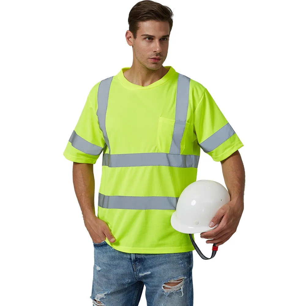 Sidiou Group High Visibility Reflective Work Shirt Vest Work Clothes T-shirt Polo Shirt
