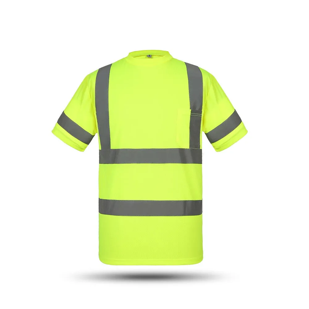 Sidiou Group High Visibility Reflective Work Shirt Vest Work Clothes T-shirt Polo Shirt