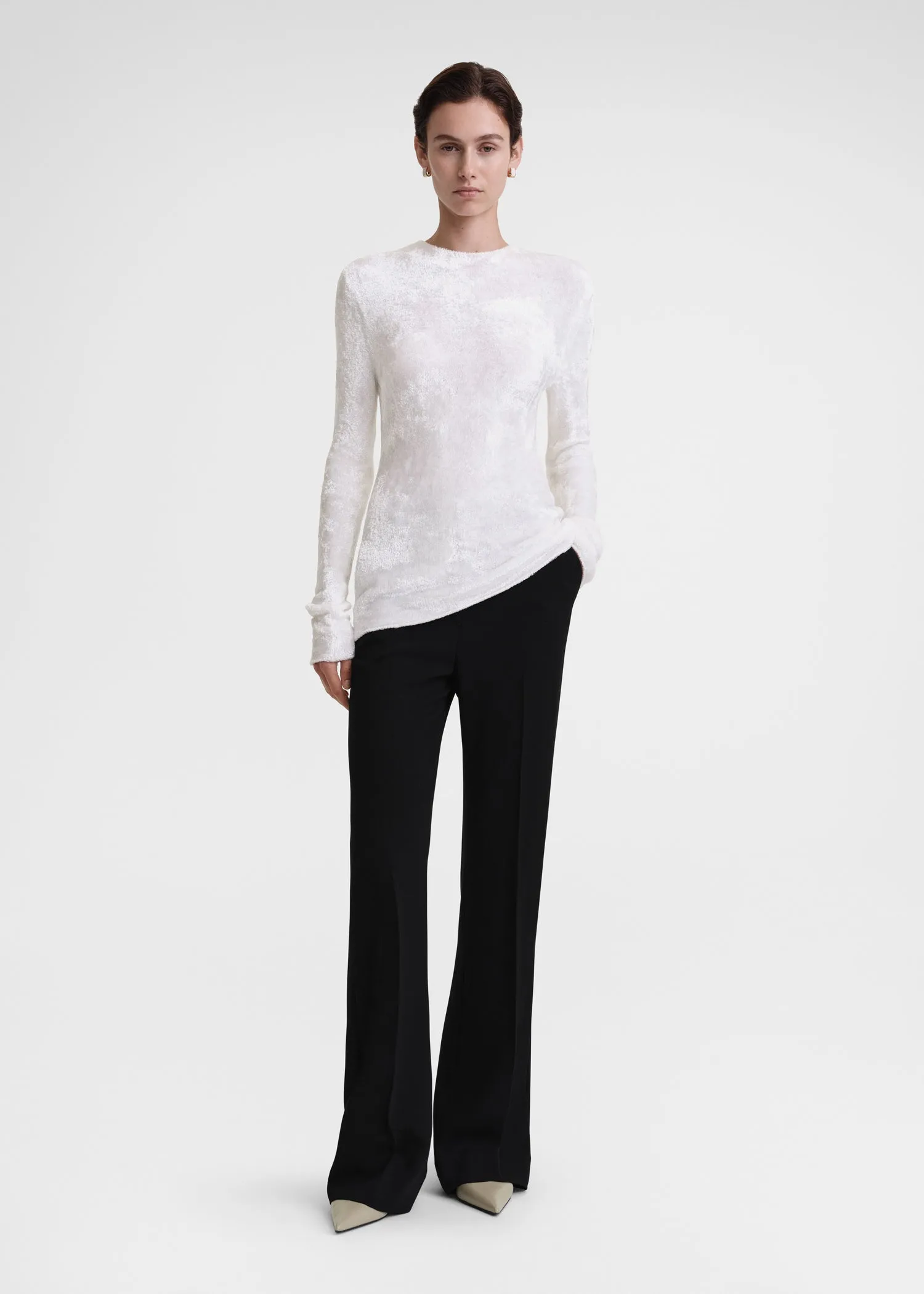 Slim chenille knit white