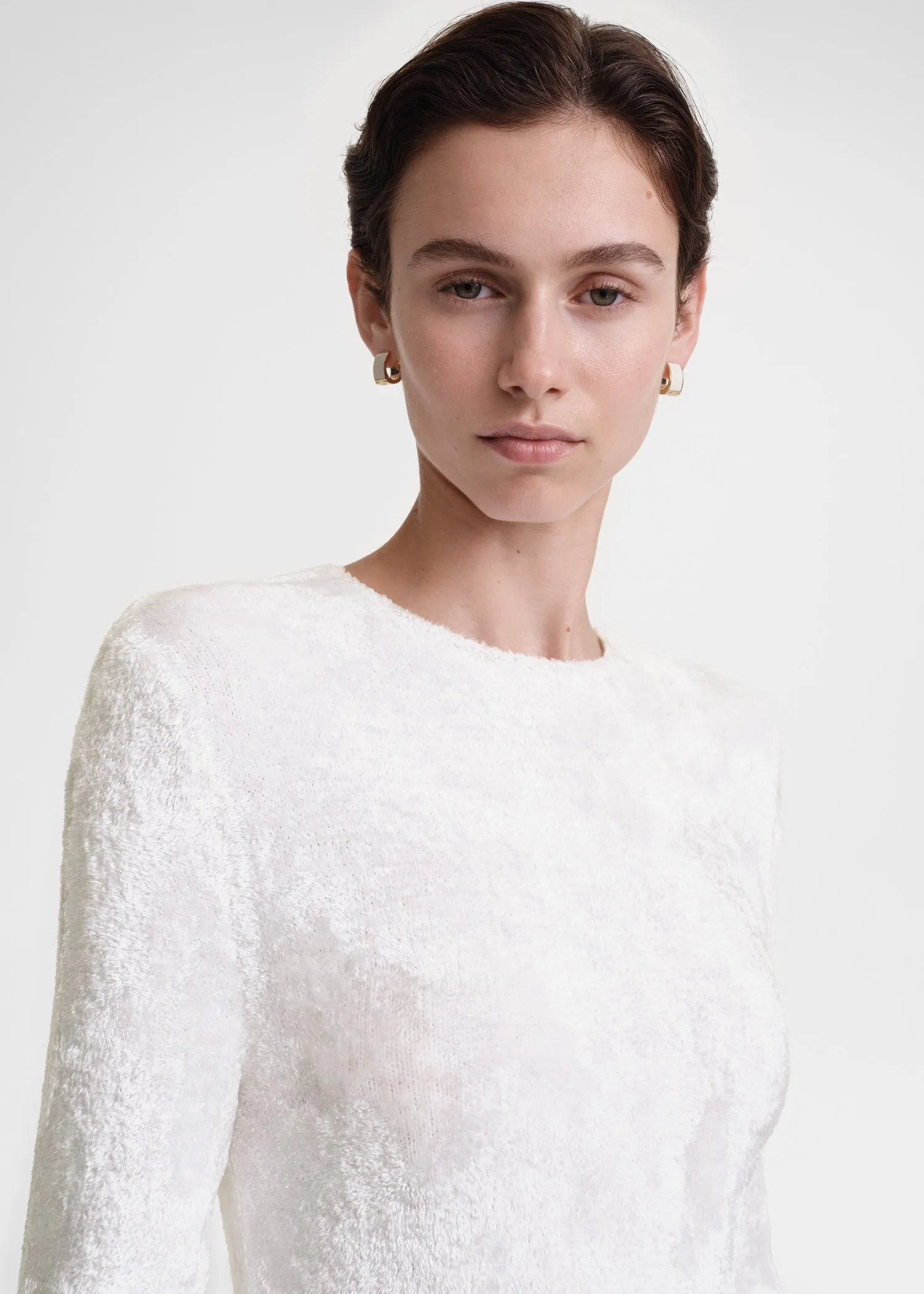 Slim chenille knit white