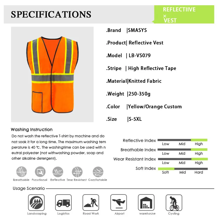SMASYS Reflective Hi Vis Warehouse Safety Vest with Pocket