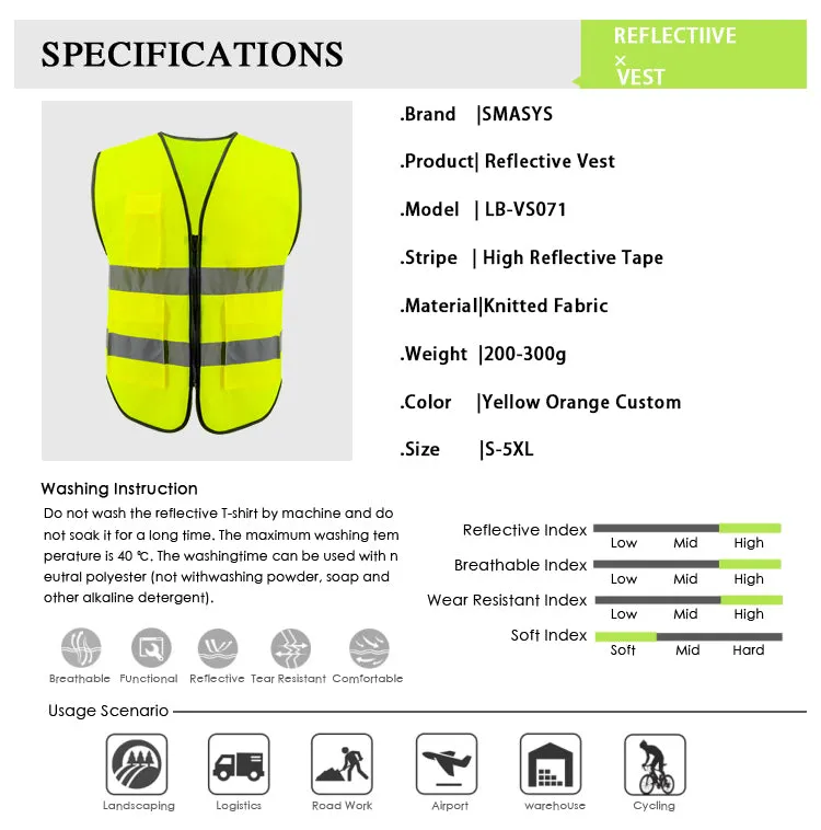 SMASYS Reflective Highvis Railroad Safety Vest