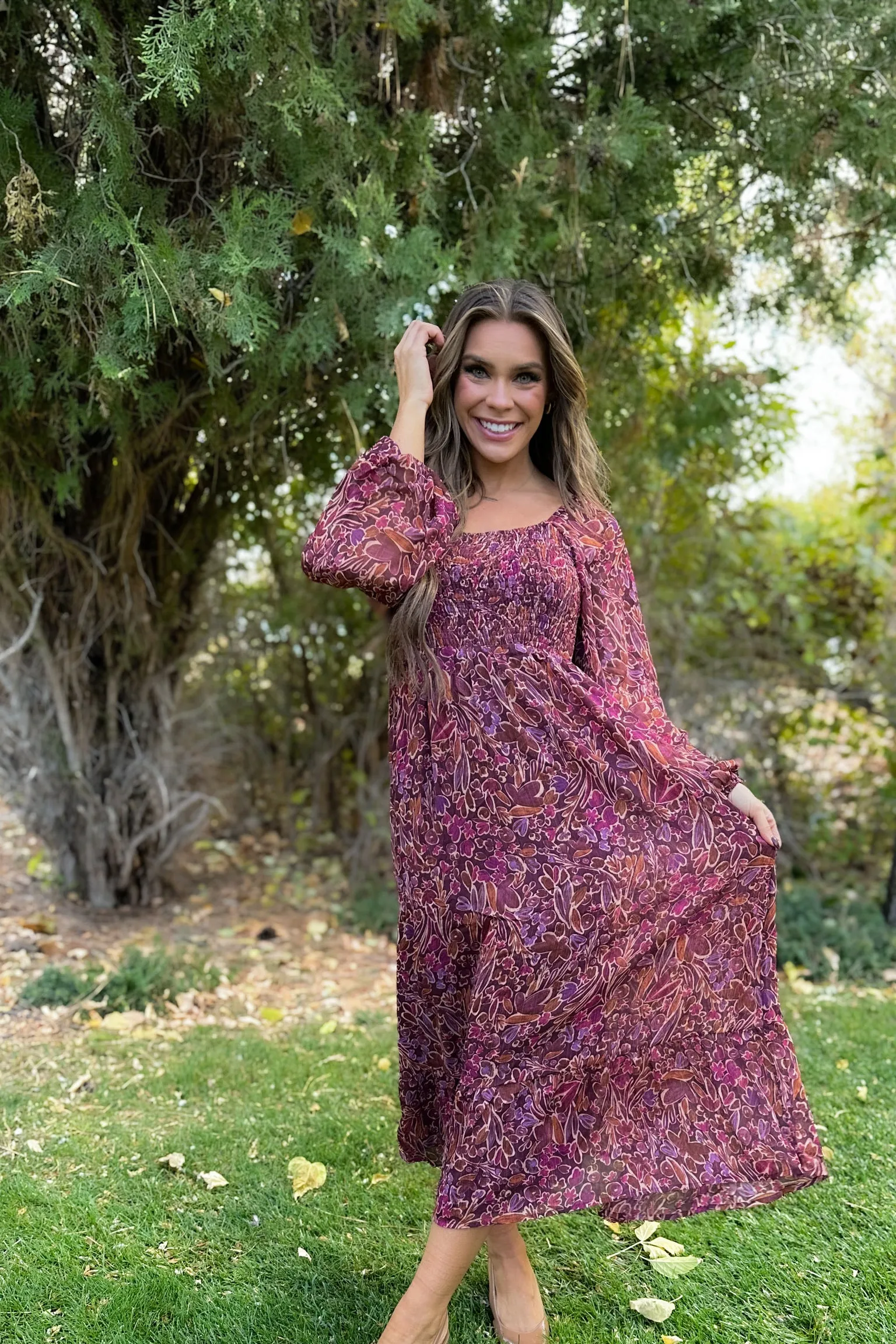 Snowy Florals Maxi Dress