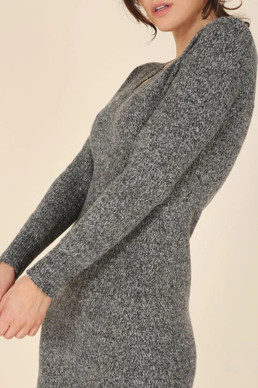 Snowy Sunday V-Neck Sweater Maxi Dress (2 Colors)