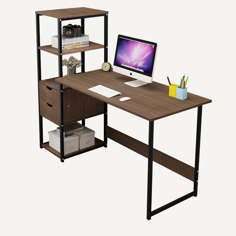 Student Writing Desk With Bookshelf-Black Oak