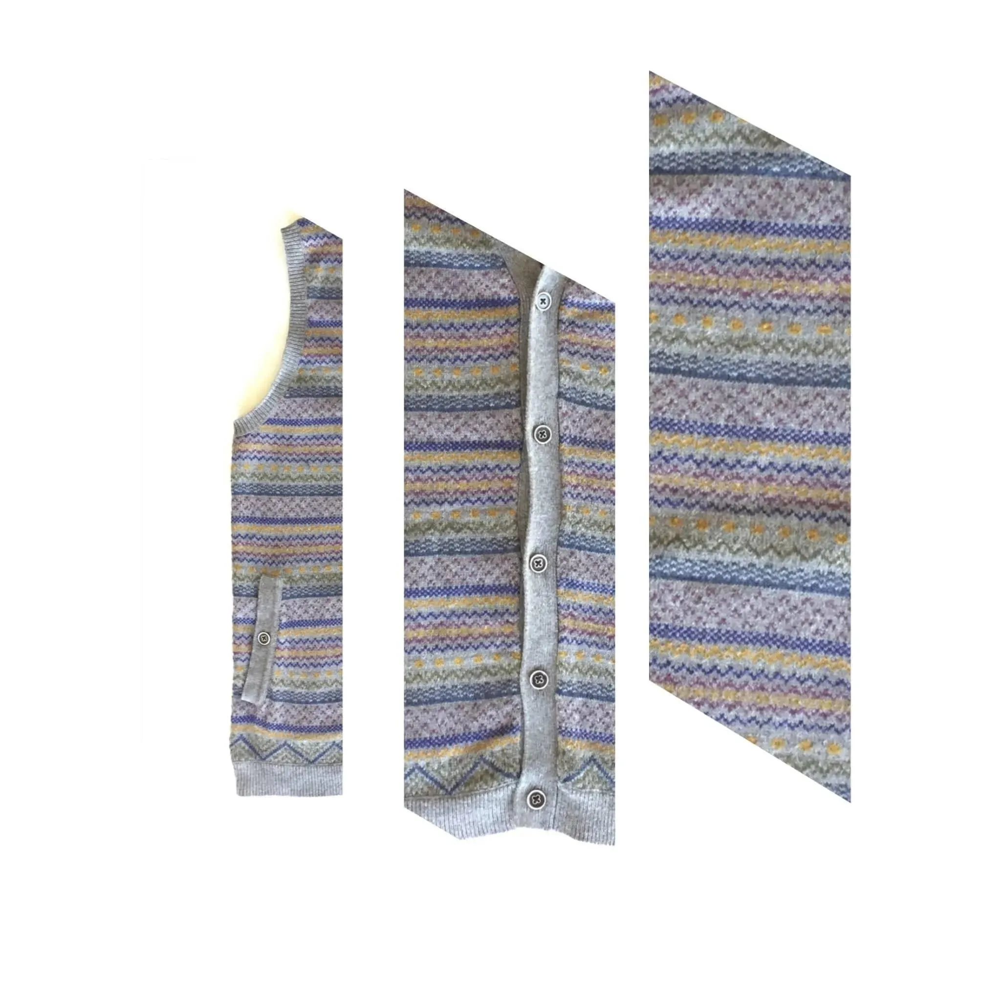 Ted Baker Mens Fairmun Button Through Fairisle Tank Sweater Vest Sleeveless