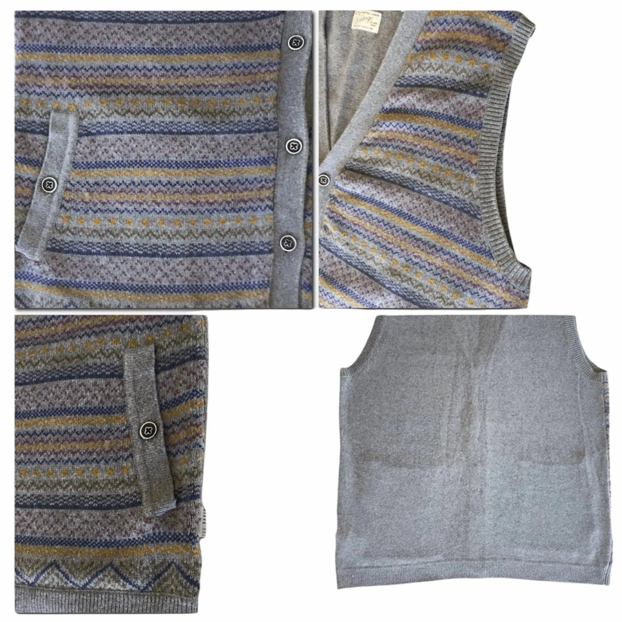 Ted Baker Mens Fairmun Button Through Fairisle Tank Sweater Vest Sleeveless