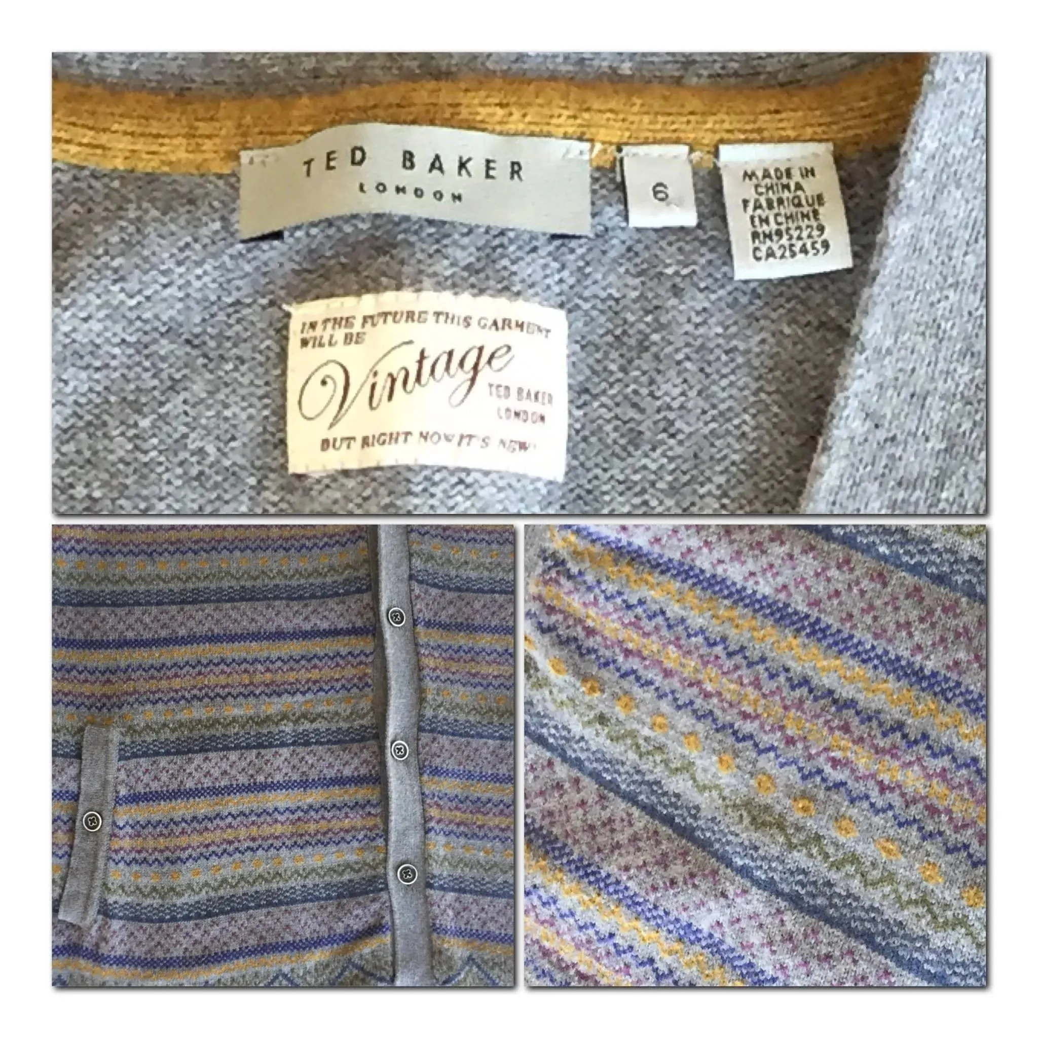 Ted Baker Mens Fairmun Button Through Fairisle Tank Sweater Vest Sleeveless