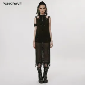 The Post-apocalyptic Techwear Style Knitted Hollow out Dress