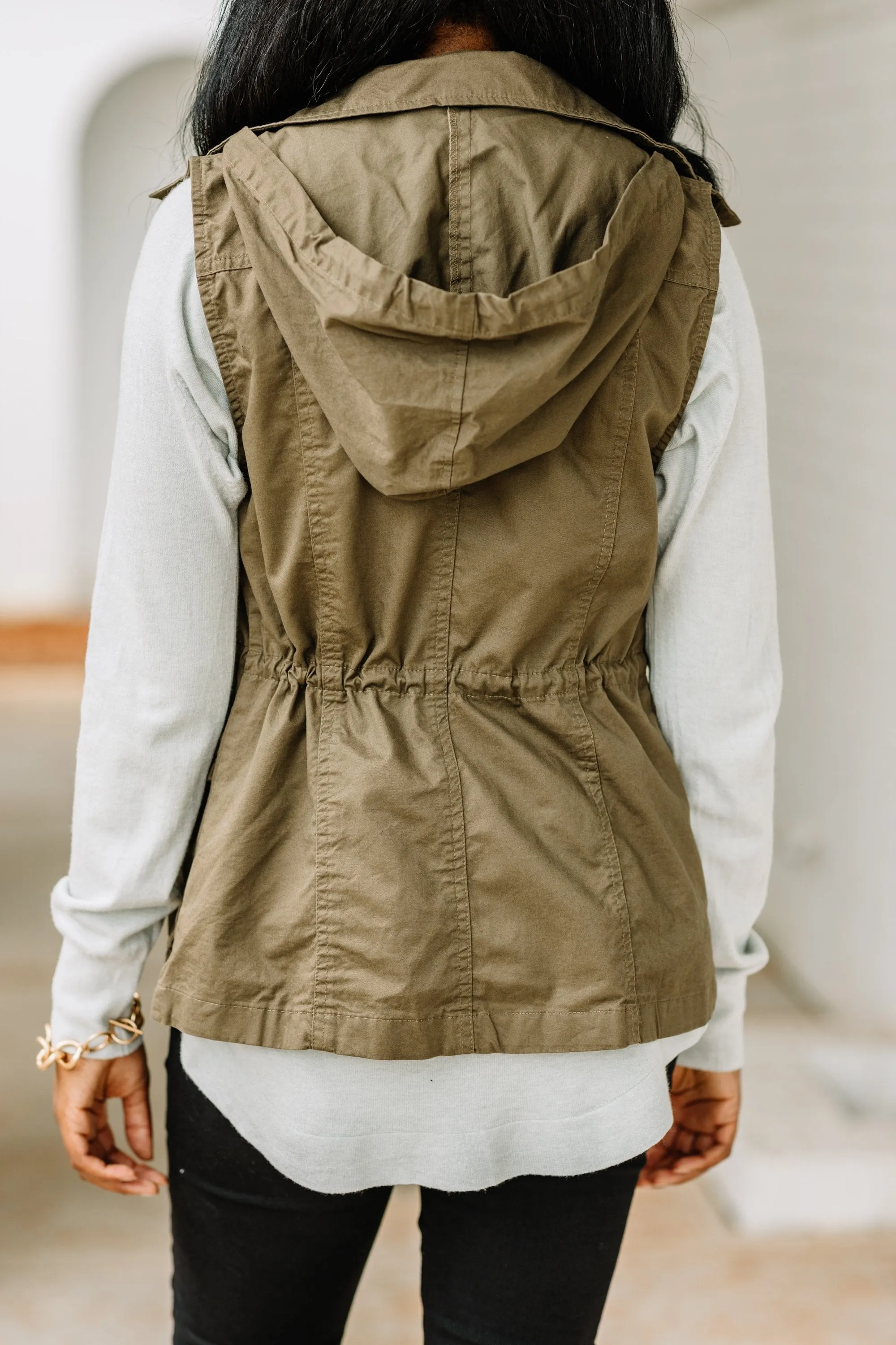 The Time Is Now Olive Green Utility Vest