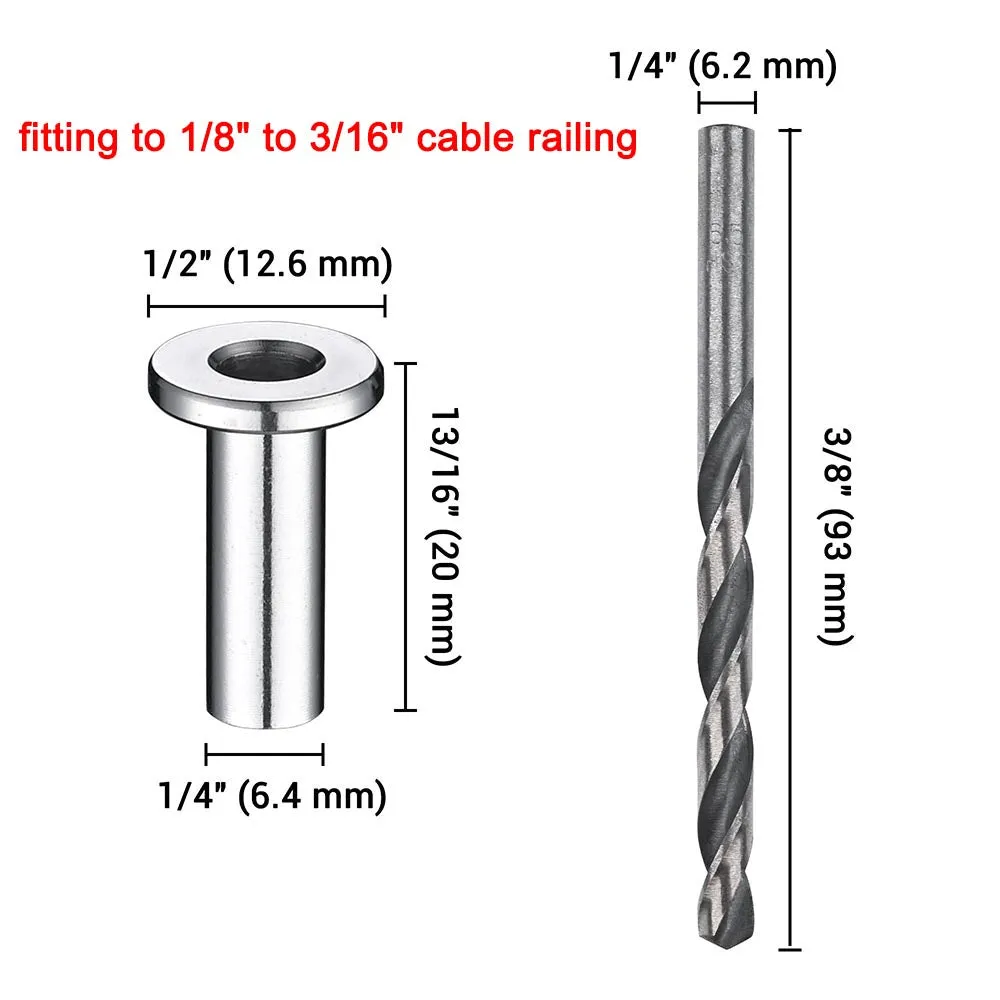 TheLAShop Protector Sleeves for 1/8" to 3/16" Cable Rail 50ct/Pack