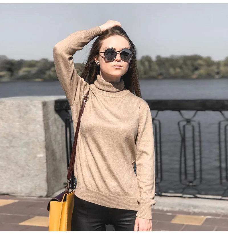 VenusFox Cashmere Turtleneck Knitted Sweater