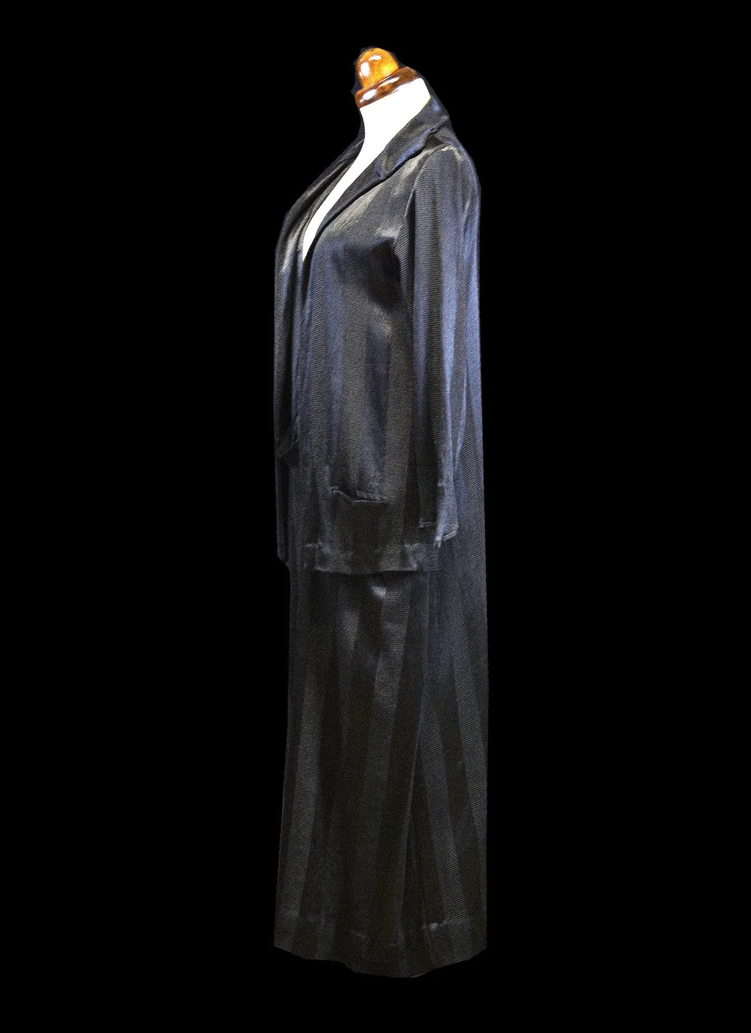 Vintage 1920s Black Crepe Satin Dress