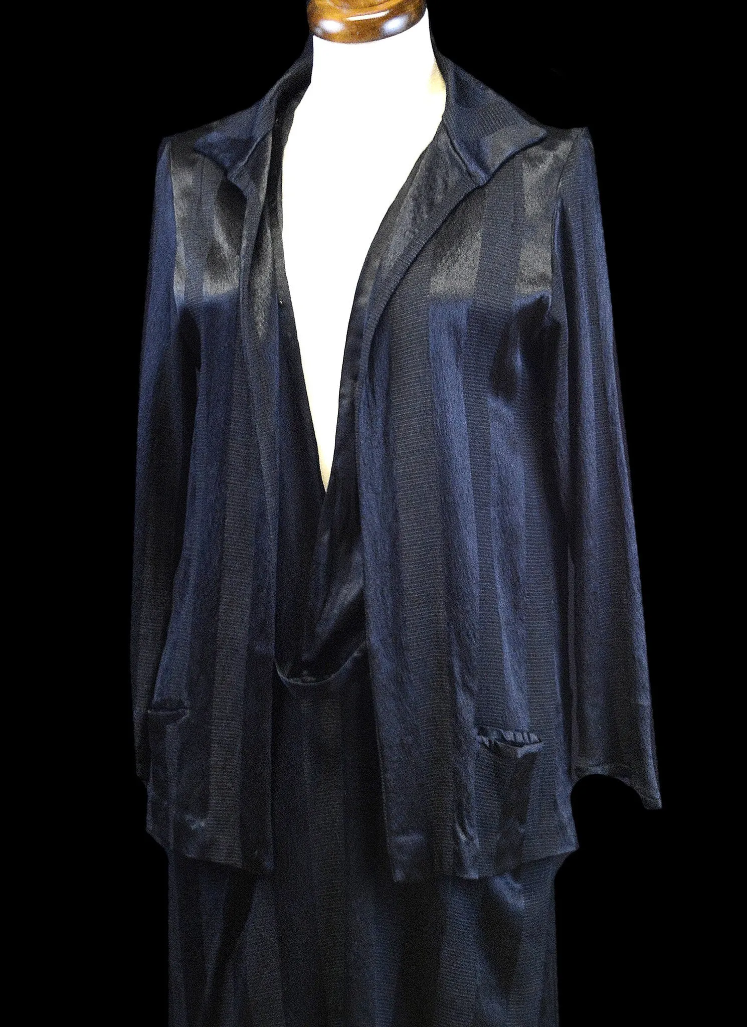Vintage 1920s Black Crepe Satin Dress