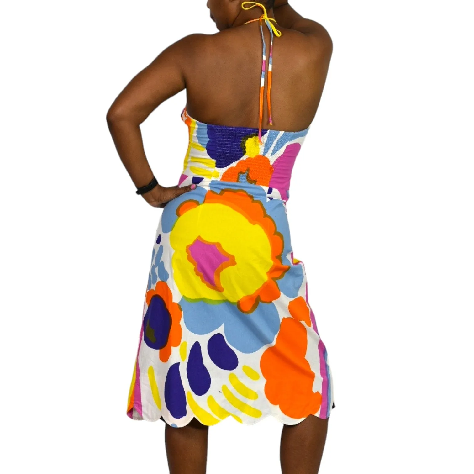 Vintage Marimekko Karuselli Halter Dress Pink Abstract Print Y2K Slip Shift Size 8
