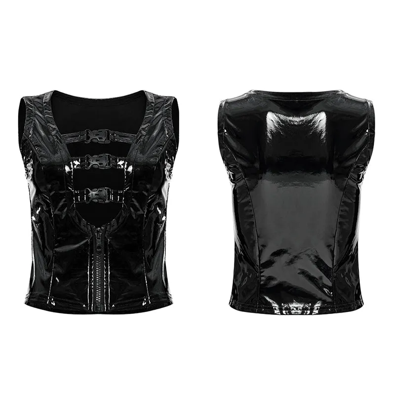 WY-1470PDF Punk sexy patent leather vest